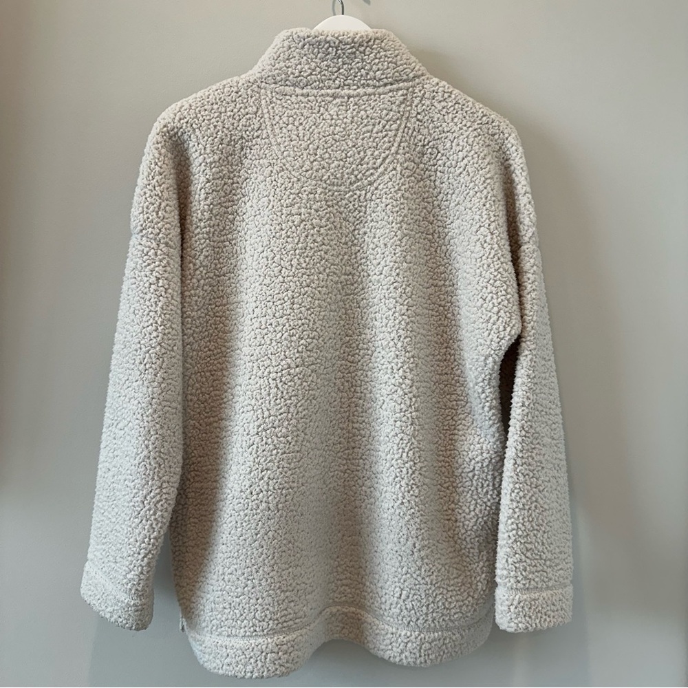 Aerie Sherpa Jacket Quarter Zip Sweatshirt Cream Teddy Coat Cozy Warm Ski Snow - Picture 10 of 11